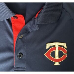 Minnesota Twins Majestic Coolbase GOLF Performance Polo Men's L Navy Blue